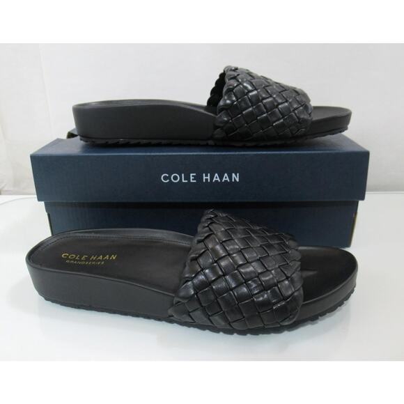 Cole Haan Grand Serie Mojave Slide Sandals Comfort Black Leather Size 7.5 - Picture 1 of 12